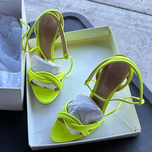 SCHUTZ Shoes - SCHUTZ Vibrant Yellow Strappy Heels